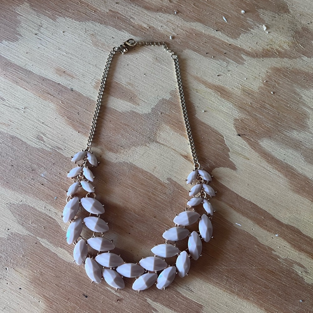 Gold-Tone Chain Necklace with Blush Pink Marquise Stones